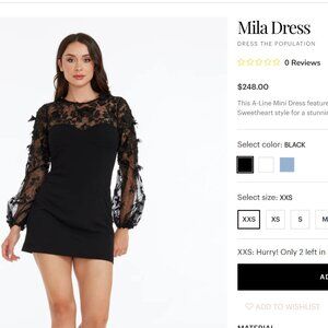 NWT DRESS THE POPULATION ELEGANT MILA LITTLE BLACK DRESS